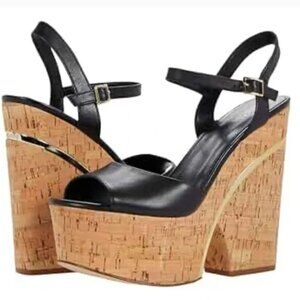 MICHAEL Michael Kors Womens Lana Leather Ankle Strap Wedge Sandals US 7